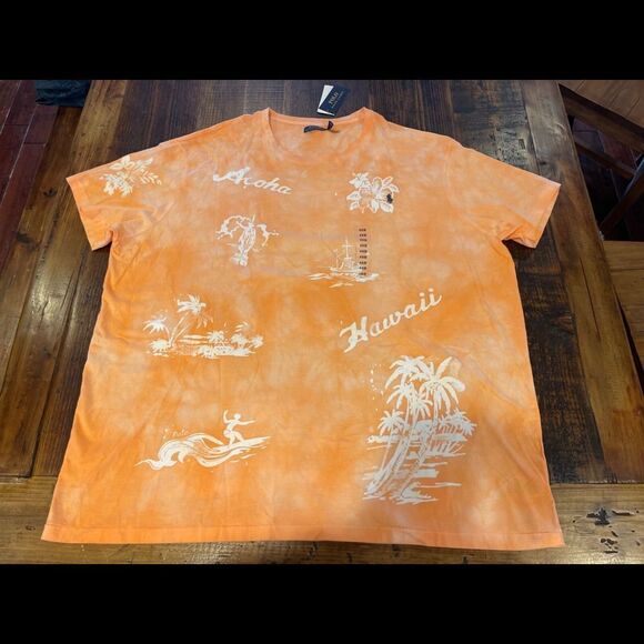 Polo Ralph Lauren Classic Fit Aloha Hawaii T-Shirt Orange Men's SZ 4XB